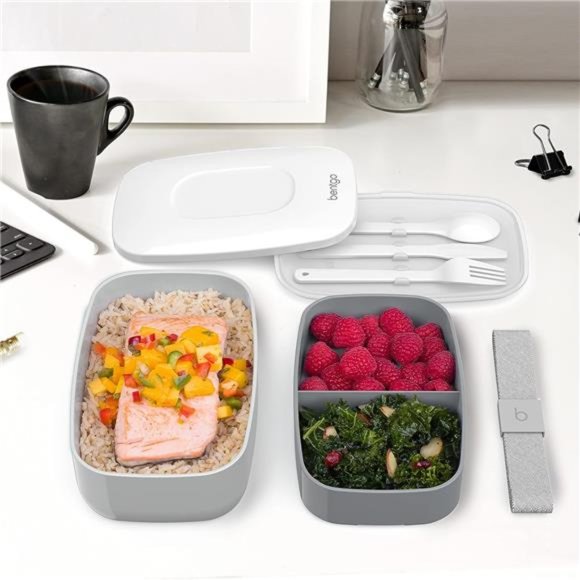 All-in-One Stackable Bento Lunch Box Gray - Picture 1 of 5